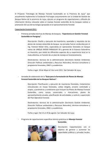 Informe de actividades aÃ±o 2010/2011. - FundaciÃ³n ProYungas