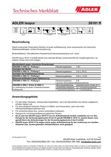 Technisches Merkblatt - ADLER - Lacke