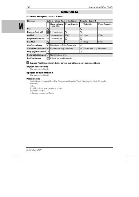 International Post Guide - Australia Post