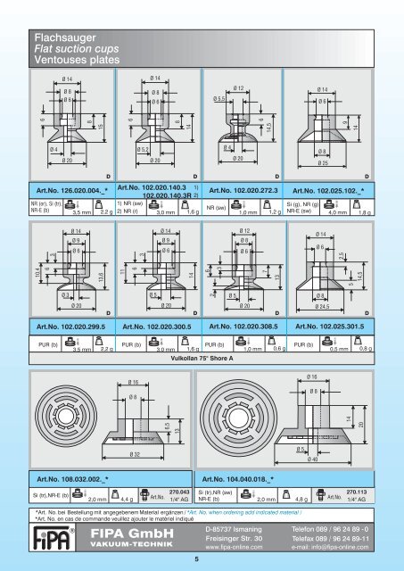 VACUUM SUCTION CUPS - PGE