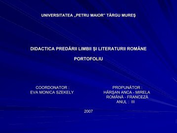 Moara cu noroc - Ioan Slavici - Universitatea"Petru Maior"