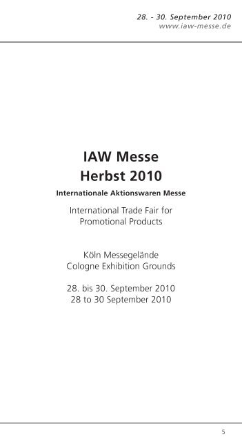 IAW Messe Herbst 2010 - IAW-Messekatalog