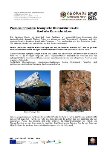 Presseinformation: Geologische Besonderheiten des GeoParks ...