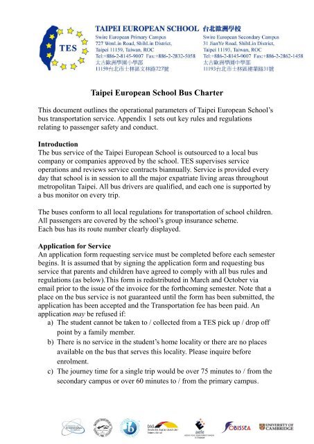 Taipei European School Bus Charter