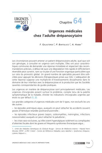 Urgences médicales chez l'adulte drépanocytaire - SFMU