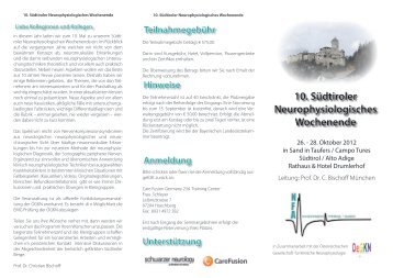 10. SÃ¼dtiroler Neurophysiologisches Wochenende - Ãsterreichische ...