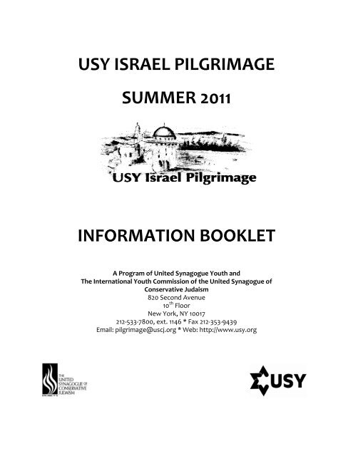 usy israel pilgrimage summer 2011 information booklet - United ...
