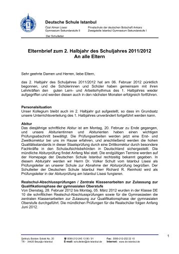 Elternbrief zum 2. Halbjahr des Schuljahres 2011/2012 An alle Eltern