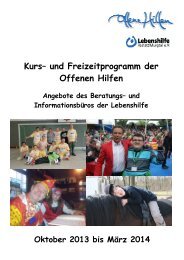 Kurs– und Freizeitprogramm der Offenen Hilfen - Lebenshilfe ...