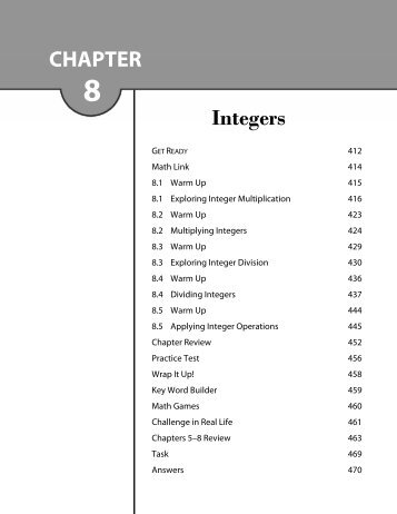 CHAPTER Integers - School District #35