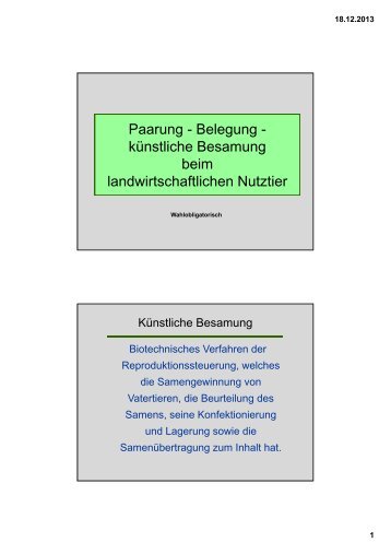 Paarung - Belegung - kÃ¼nstliche Besamung beim ...