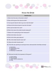Know the Bride Questionnaire - Giftypedia