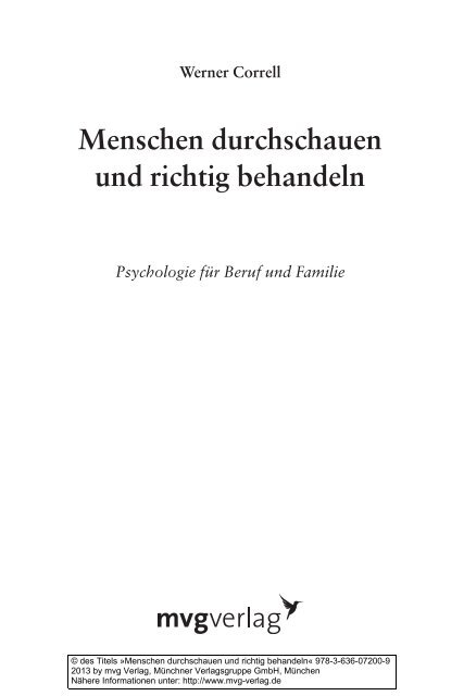 Menschen durchschauen und richtig behandeln - Münchner ...