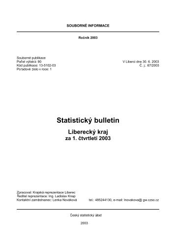 Statistický bulletin Liberecký kraj za 1. čtvrtletí 2003 - Český ...