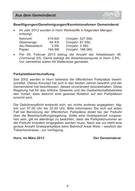 Mitteilungsblatt 02/2013 - in der Gemeinde Horn
