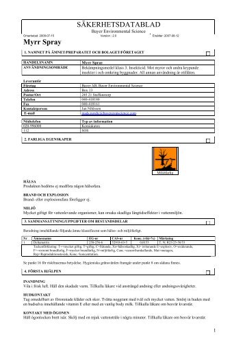 SÃƒÂ¤kerhetsdatablad (MSDS) (45.8 KB - pdf) - Jula