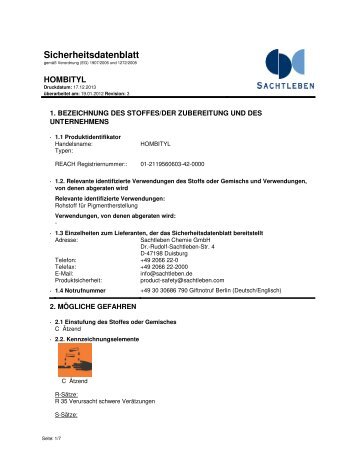 Sicherheitsdatenblatt - Sachtleben Chemie GmbH