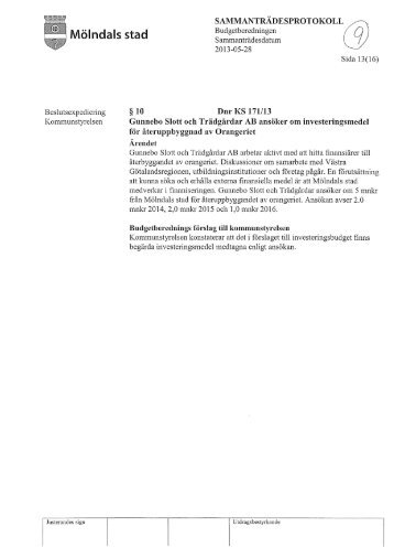 Ã„rende-09-Gunnebo Slott och TrÃ¤dgÃ¥rdar AB ansÃ¶ker om ... - MÃ¶lndal