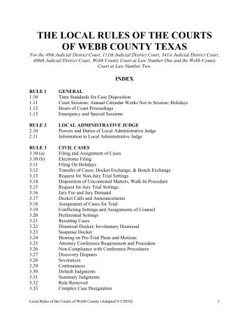 Local Rules of Administration - Webb County