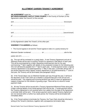 allotment garden tenancy agreement - Parish and Town Council ...