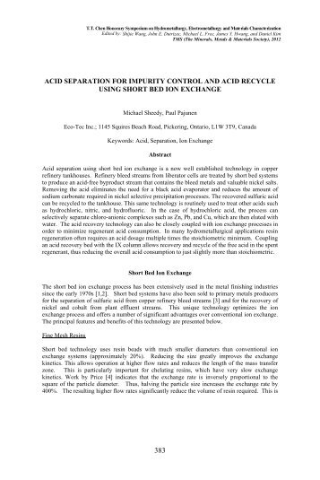 (TT)Acid Separation for Impurity Control and Acid Recycle ... - Eco-Tec