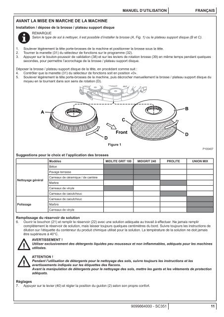 SC351 USER MANUAL - Nilfisk PARTS - Nilfisk-Advance