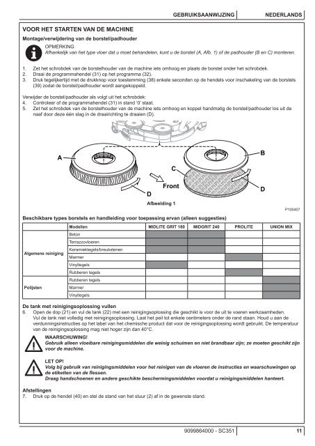 SC351 USER MANUAL - Nilfisk PARTS - Nilfisk-Advance