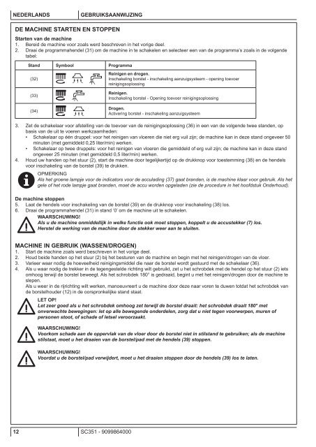 SC351 USER MANUAL - Nilfisk PARTS - Nilfisk-Advance