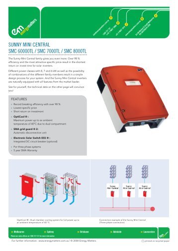 Sunny Mini Central 6000TL / 7000TL / 8000TL ... - Energy Matters