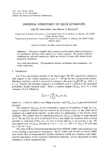 Universal consistency of delta estimators - ResearchGate