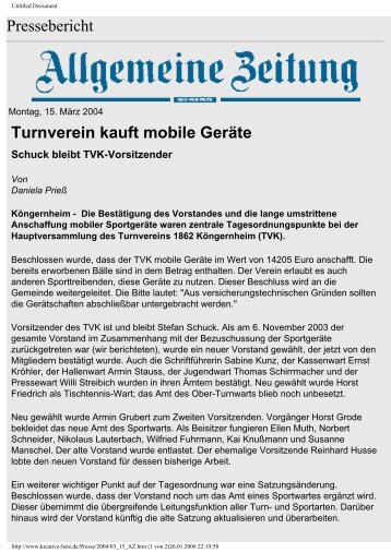 Pressebericht Turnverein kauft mobile GerÃ¤te - Kreative Liste ...