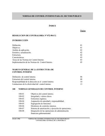 NORMAS DE CONTROL INTERNO PARA EL SECTOR ... - Ongei