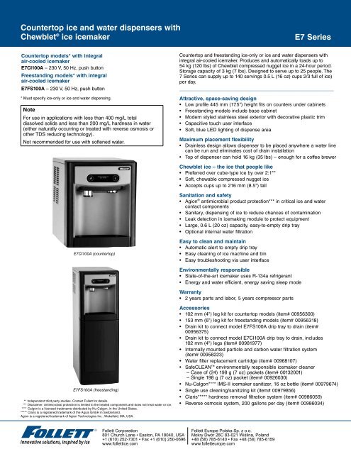 E7 Series Countertop ice and water dispensers with ChewbletÂ® ice ...