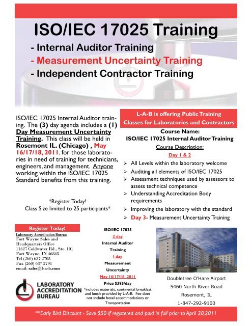 ISO/IEC 17025 Training - Laboratory Accreditation Bureau