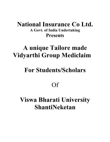 Vidyarthi Group Mediclaim For Students/Scholars - Visva-Bharati