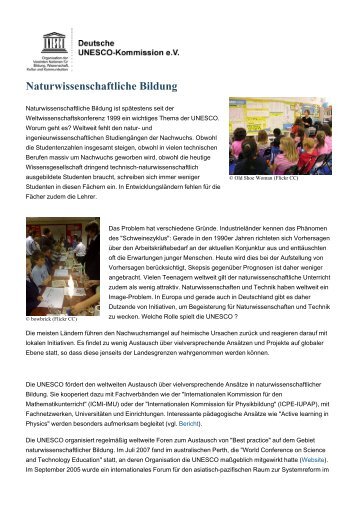 Naturwissenschaftliche Bildung - Unesco