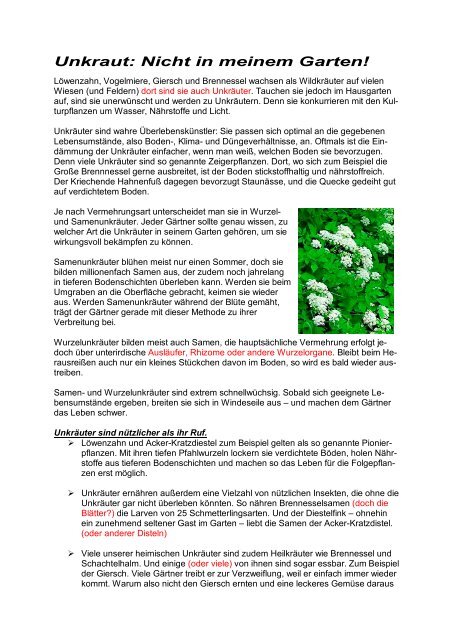 Unkraut Nicht In Meinem Garten Gartenfreunde Orlatal