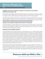 COBRA Premium Subsidy Program Extended - Patterson Belknap ...