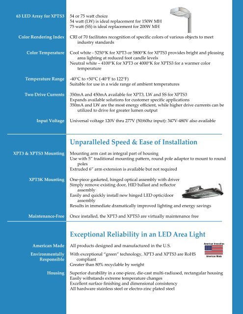 XPT3 LED Patriot and Retrofit Kit - LSI Industries Inc.