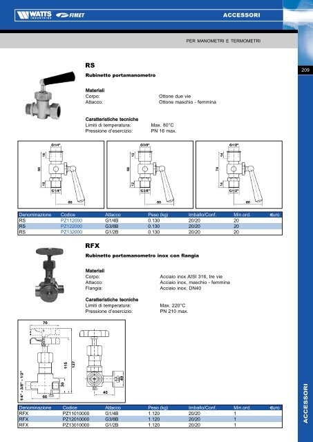 Manometri, Termomanometri e Termometri - Watts Industries