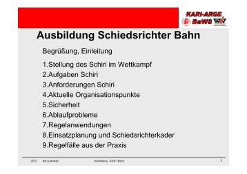 Schulungsunterlagen Schiri-Bahn