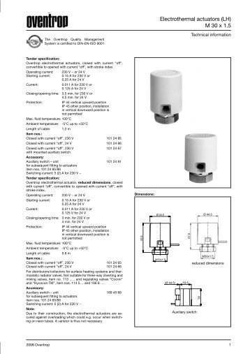 Electrothermal actuators (LH) M 30 x 1.5 - Oventrop