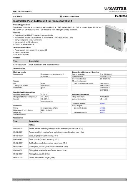 EY-SU306 ecoUnit306: Push-button unit for room control unit