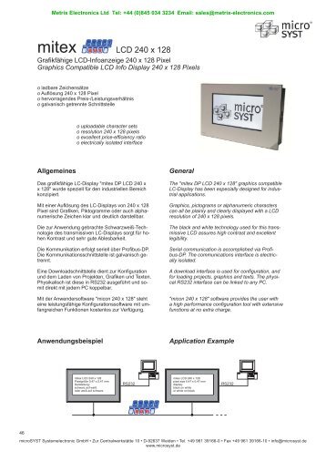 mitex FI LCD 240 x 128 - Metrix Electronics Ltd