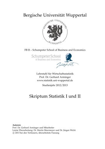Skriptum Studienjahr 2012/2013 - Statistik I und II - Lehrstuhl fÃ¼r ...
