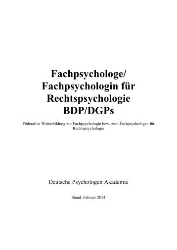 Fachpsychologe/ Fachpsychologin für Rechtspsychologie BDP/DGPs