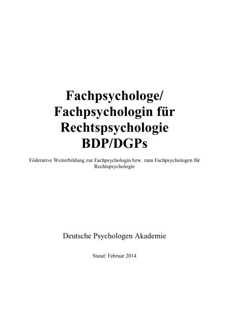 Fachpsychologe/ Fachpsychologin für Rechtspsychologie BDP/DGPs