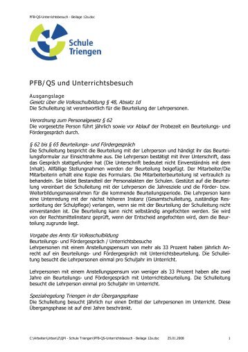 PFB/QS und Unterrichtsbesuch - Schule Triengen