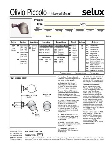 Olivio Piccolo - Universal spec sheet - Selux