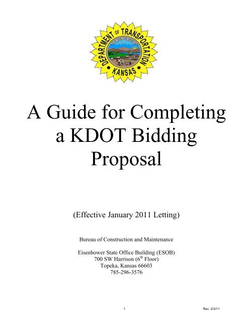 A Guide for Completing a KDOT Bidding Proposal - Kansas ...